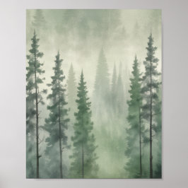 Misty Gräs Forest Serenity Poster