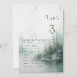 Misty green forest Wedding Table Seating Card Inbjudningar