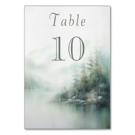Misty grönt Forest Bröllop Bordsnummer