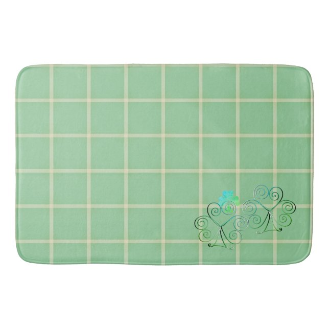 Misty Grönt Square Shamrocks Bath Mat Badrumsmatta (Framsidan)