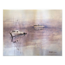 MISTY HARBOR BOATS Photo Print Fototryck