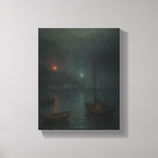 Misty Harbour Twilight - Impressionist Maritime Canvastryck