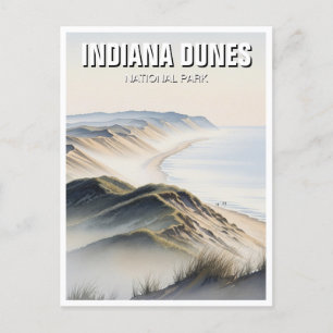 Misty Indiana Dunes National Park Travel Vykort