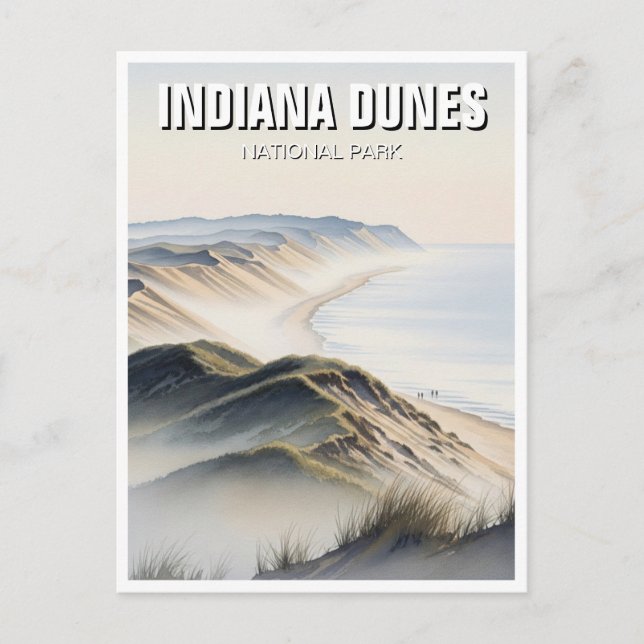 Misty Indiana Dunes National Park Travel Vykort (Framsida)