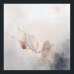 Misty Lake Sunrise Golden Reflection Poster<br><div class="desc">Soft golden sunlight pierces through thick morning mist over a calm lake, creating a luminous path of reflection across the water. Tall reeds line the shore while distant trees fade into the haze, and the sky blends warm peach and rose tones into pale blue-gray. The composition radiates profound stillness, gentle...</div>