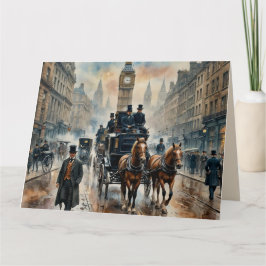 Misty London Street 1800s Birthday Kort