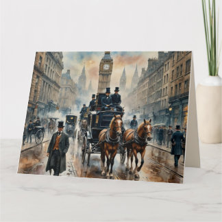 Misty London Street 1800s Birthday Kort
