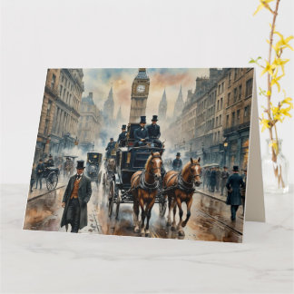Misty London Street 1800s Note Kort