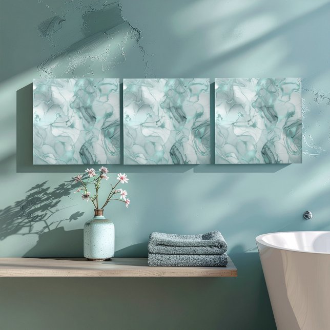 Misty Marble Abstract Pattern Light Teal ID705c Kakelplatta (Skapare uppladdad)