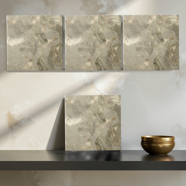 Misty Marble Abstrakt Mönster Med. Guld ID705b Kakelplatta (Skapare uppladdad)