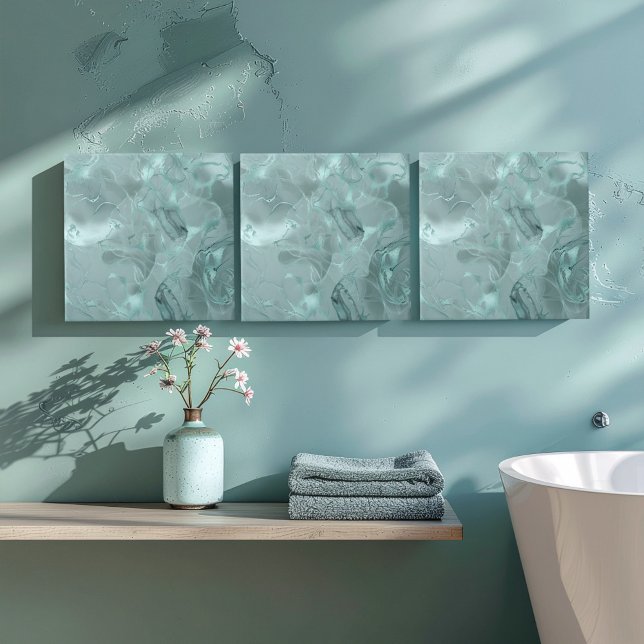 Misty Marble Abstrakt Mönster Med Teal ID705b Kakelplatta (Skapare uppladdad)