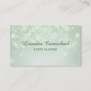 Misty Mint Bokeh Event Planner-Affärskort Visitkort