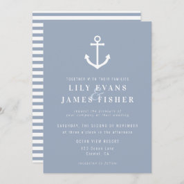 Misty MorgBlue Grått Nautical Anchor Bröllop in Inbjudningar