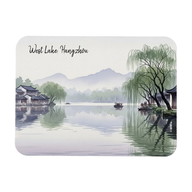 Misty MorgHangzhou Väster Sjö Hangzhou Magnet (Horisontell)