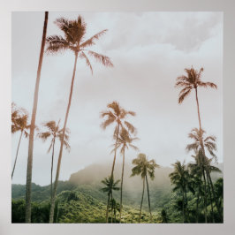 Misty Morgon Handflatan i Oahu, Hawaii Poster
