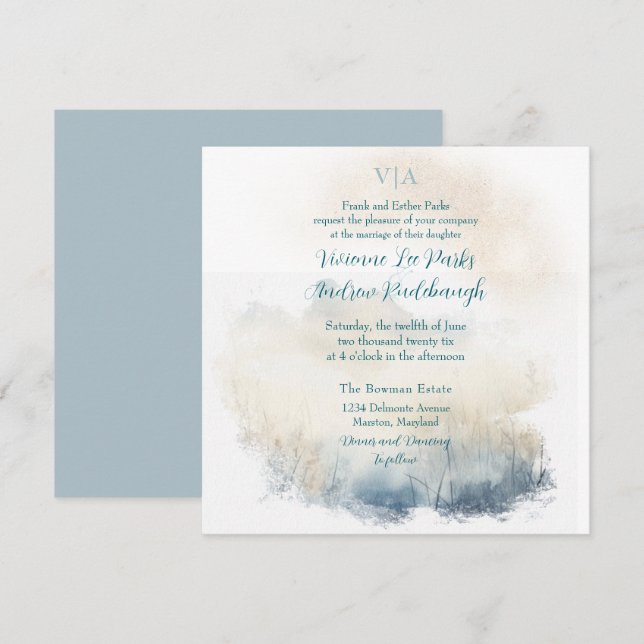 Misty Morgon Meadow 2 Bröllop Inbjudningar (Fram/baksida)