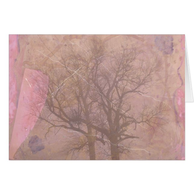 Misty Morgon Träd Digital Art Hälsningskort (Framsidan Horizontal)