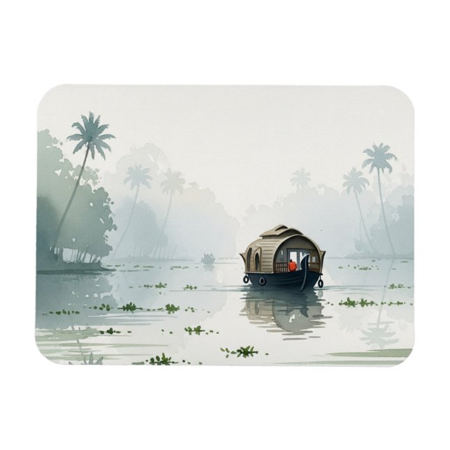Misty Morning in Kerala India Magnet (Horisontell)