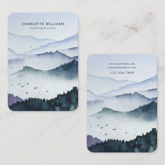 Misty Mountain Anpassningsbar Jewelry Visning Card Visitkort (Fram/baksida)