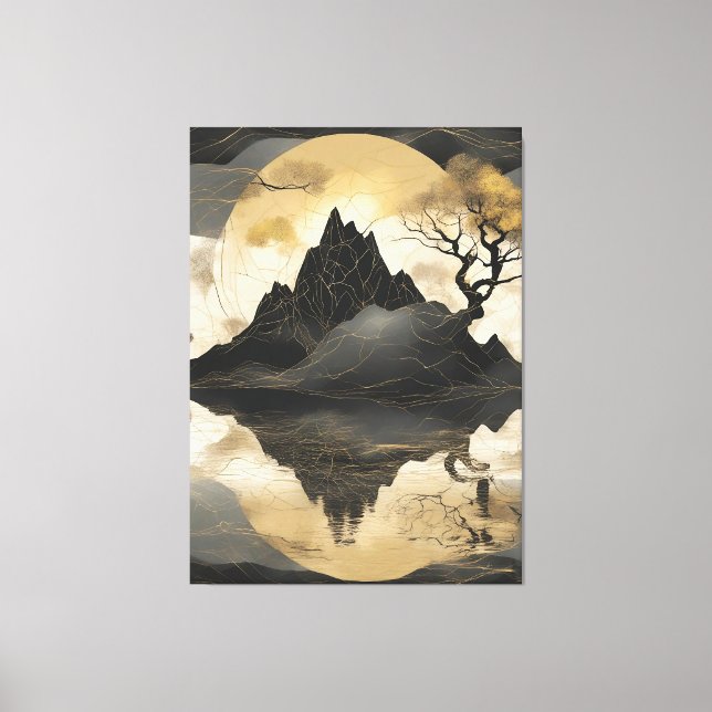 Misty Mountain Black & Guld Canvastryck (Framsida)
