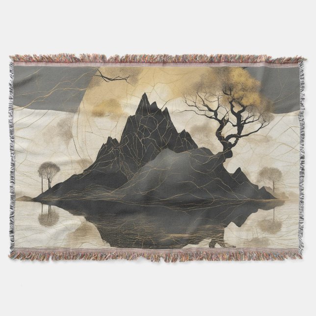 Misty Mountain Black & Guld Filt (Framsidan)