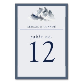 Misty Mountain Blue Grått White Elegant Bordsnummer
