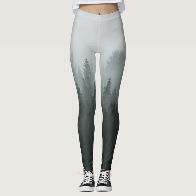 Misty Mountain Forest Autumn Fog Leggings (Framsida)