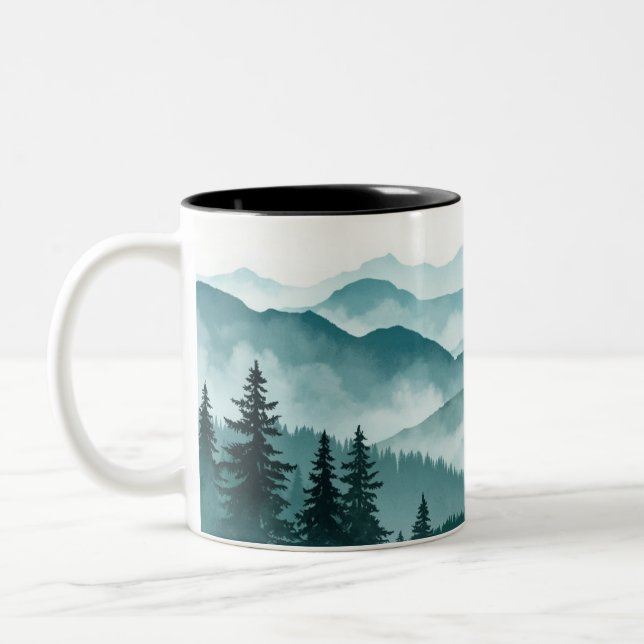 Misty Mountain Forest Ligcape Två-Tonad Mugg (Vänster)