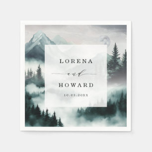Misty Mountain Gräs Forest Bröllop Napkins Pappersservett