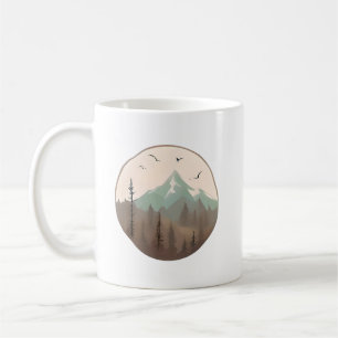 Misty Mountain Peaks - Serene Forest Landscape Kaffemugg