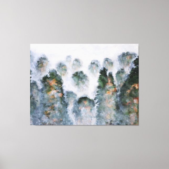 Misty Mountain Peaks Sten Tranquilitet Serenity Ge Canvastryck (Framsida)