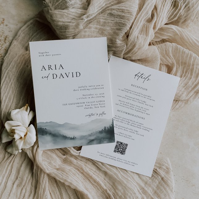 Misty Mountain Rustic Wedding bjudande Inbjudningar (Skapare uppladdad)