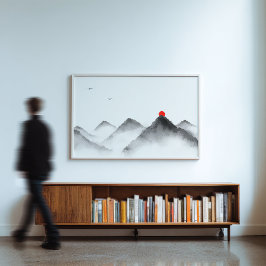 Misty Mountain Sunrise Art - Zen Ligcape Print Fototryck