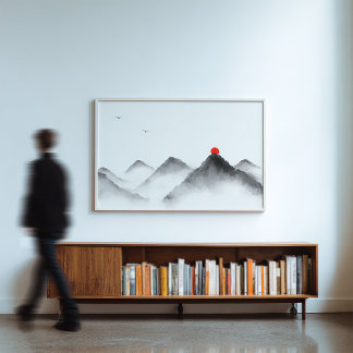 Misty Mountain Sunrise Art - Zen Ligcape Print Fototryck