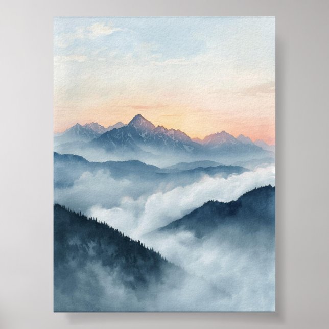 Misty Mountain Sunrise Watercolor Poster (Framsidan)
