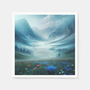 Misty Mountain Valley med Wildblommor Pappersservett