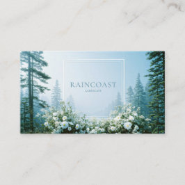 Misty Pine Forest White Wildflower Clean Frame Visitkort