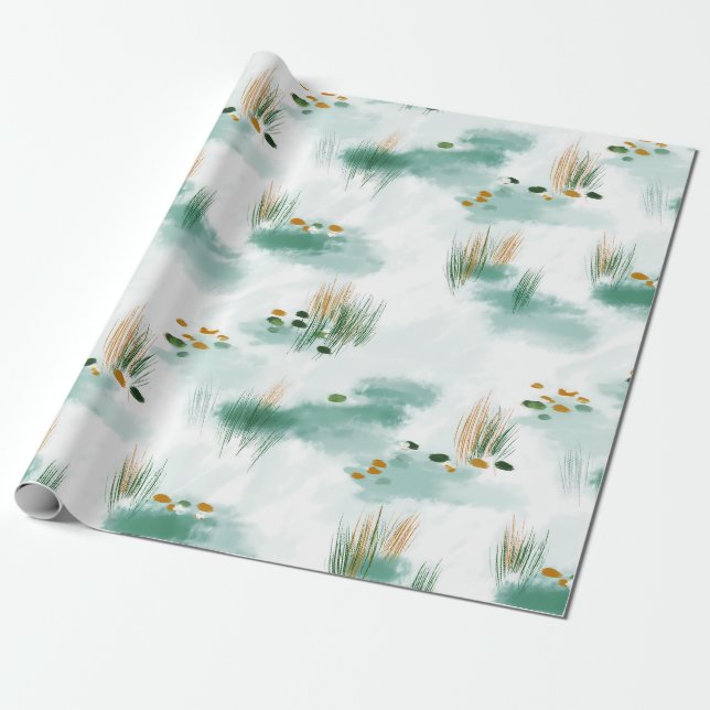 Misty Pond Spring Wrapping Paper Presentpapper (Utrullad)