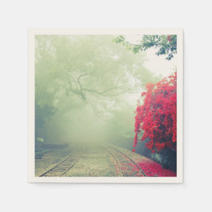 Misty Railroad Tracks Scenia Photo Bröllop, händel Pappersservett