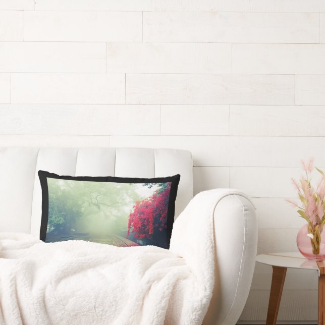 Misty Railroad Tracks Scenia Photo Lumbarkudde (Soffa)