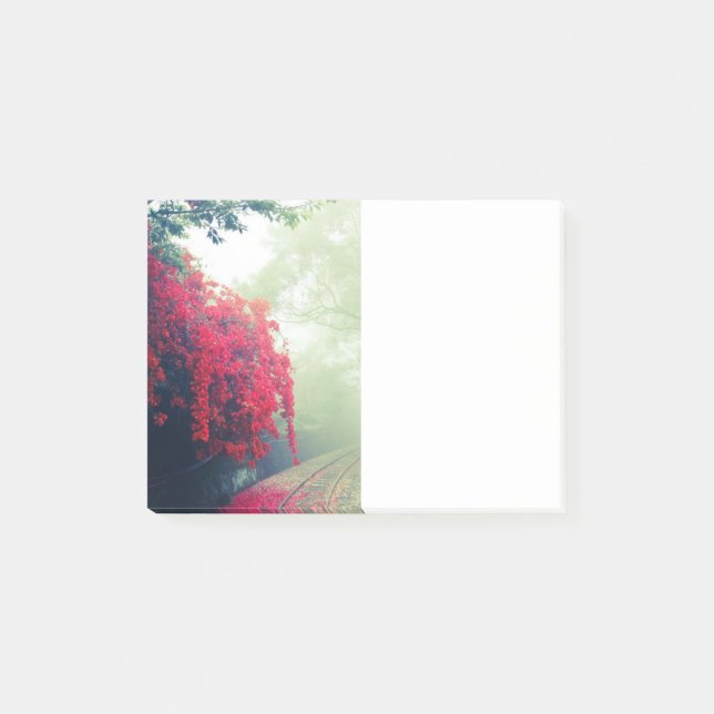 Misty Railroad Tracks Scenia Photo Post-it Block (Framsida)