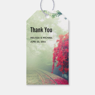 Misty Railroad Tracks Scenia Photo Tack Presentetikett