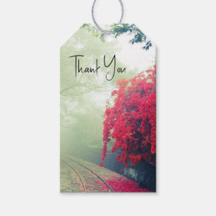 Misty Railroad Tracks Scenia Photo Tack Presentetikett