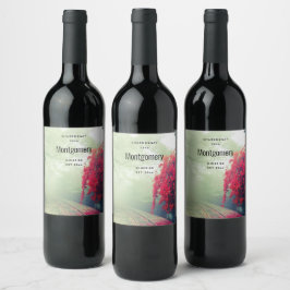 Misty Railroad Tracks Scenia Photo Vin Skapar Vinflaska Etikett