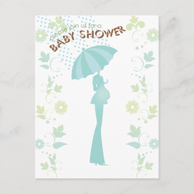 Misty Rain Baby Shower-vykort för inbjudningar (Framsida)
