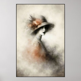 Misty Retro Portrait of Elegance Poster