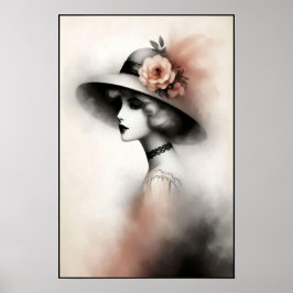 Misty Retro Portrait of Elegance Poster