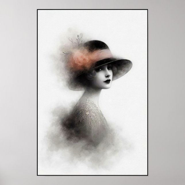 Misty Retro Portrait of Elegance Poster (Framsidan)
