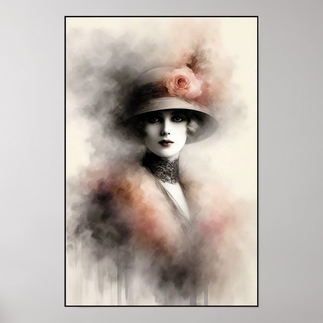 Misty Retro Portrait of Elegance Poster (Framsidan)