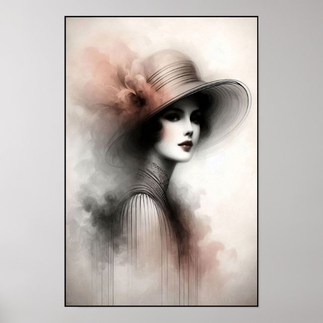 Misty Retro Portrait of Elegance Poster (Framsidan)